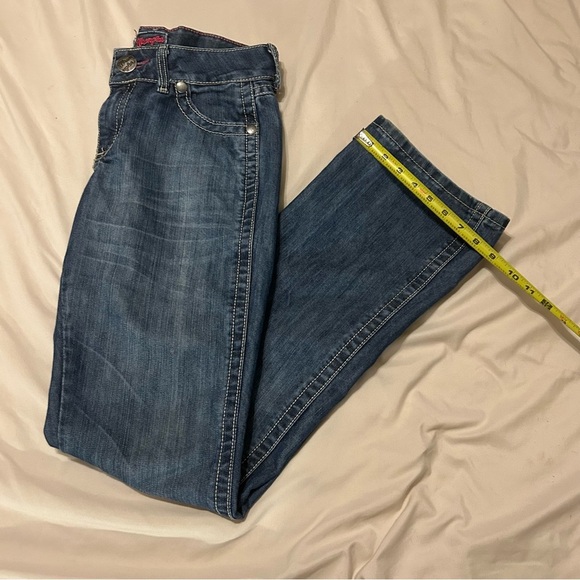 Wrangler Low Rise Bootcut Jeans 5/6 x 34 Blue Contrast Stitch Denim - Picture 12 of 16
